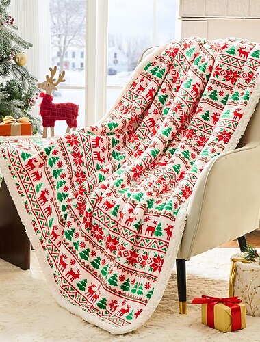  Manta a cuadros navideña de invierno, manta para la siesta del bebé, manta cálida de franela para el hogar, ropa de cama acogedora para las fiestas