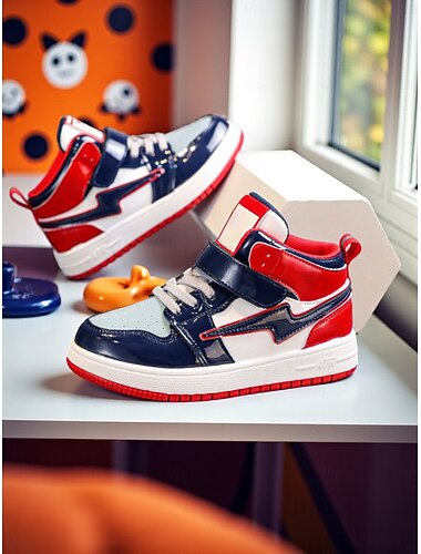  Koreanska Idol-inspirerade popstjärnekostymskor flickor höga sneakers färgblocksdesign med kardborreband och snörning för vardagskläder och sportaktiviteter