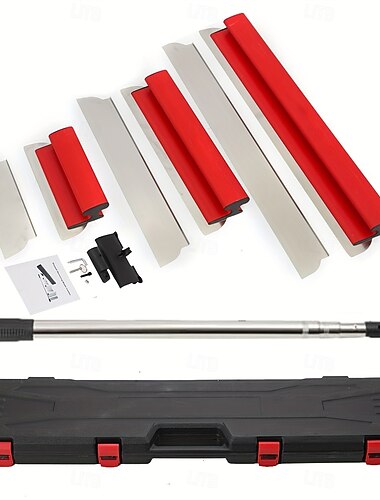  Trockenbau-Spachtelklingen-Set, Trockenbau-Werkzeuge aus Edelstahl mit 37"-67" verstellbarer Verlängerungsstange, professionelles Trockenbau-Glättklingen-Werkzeug zum Glätten von Wand und Decke