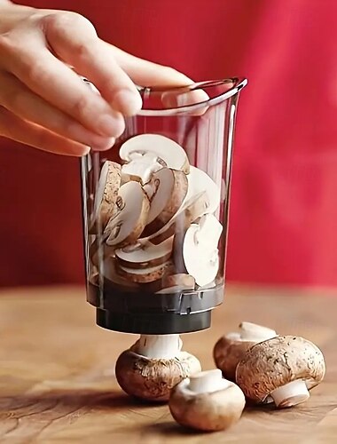  Multifunctionele groente-, paddenstoelen-, ei- en aardbeiensnijbeker - duurzame plastic voedselhakker met veiligheidsdeksel, handmatige keukenhulp, snelle maaltijdbereiding, vaatwasserbestendig