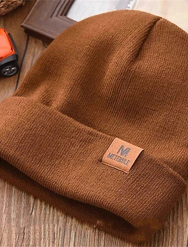  Men's Unisex Beanie Hat Winter Hats Beanies Skull Cap Knit Hat Black Red Acrylic Fibers Knitted Cozy Daily Wear Going out Solid / Plain Color Warm