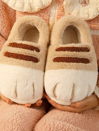  graziose pantofole a forma di zampa di gatto per donne e uomini, pantofole invernali calde e soffici con zeppa a forma di zampa di animale, morbide e comode scarpe da interno