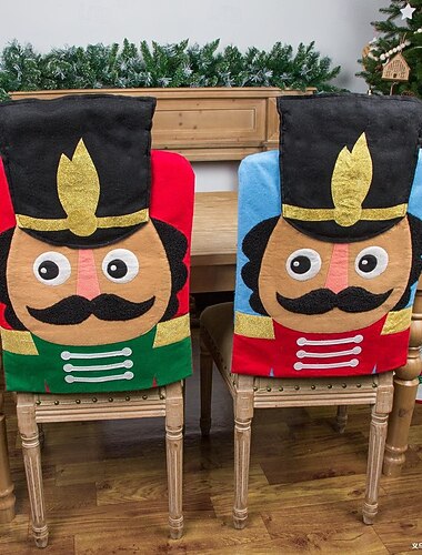  Nuevas fundas para sillas de cascanueces navideños, taburete y funda de silla de soldado festivo para decoración navideña, decoración del hogar para fiestas navideñas
