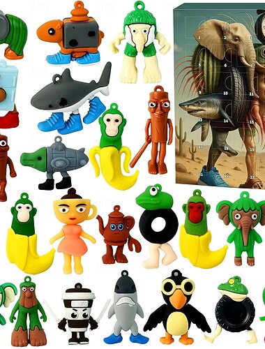  Italiaanse Brainrot kerstadventskalender 2025, Tung Tung Tung Sahur kousvuller actiefiguren aftelkalender, Halloween kerstcadeau voor kinderen, tieners, meisjes en jongens