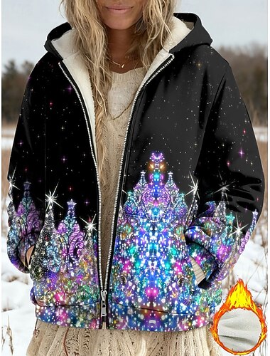 نسائي معطف شتوي سترة الصوف جاكيت كاجوال الدفء سحاب جيب طباعة موضة كاجوال عيد الميلاد شارع فضفاض عادية مع قبعة عادي كم طويل ملابس خارجية أزرق أرجواني أخضر الربيع الخريف   نسائي معطف شتوي سترة الصوف جاكيت كاجوال الدفء سحاب جيب طباعة موضة كاجوال عيد الميلاد شارع فضفاض عادية مع قبعة عادي كم طويل ملابس خارجية أزرق أرجواني أخضر الربيع الخريف