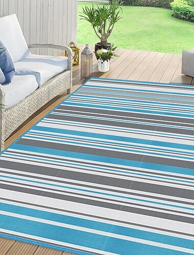  屋外用マット モダンな柄の屋外用マット、デッキ、キャンプ場、プールデッキ用の耐久性のあるプラスチック製マット &RV