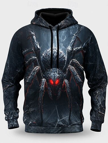  Halloween Per uomo Ragno 3D Felpa con Cappuccio Felpa Punk Esagerato Girocollo Club Abbigliamento casual alla moda Nero 1 Nero Coulisse Autunno Inverno progettista