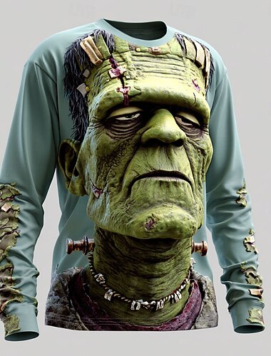  Halloween Pánské Zombie 3D Tričko Dlouhý rukáv tričko 3D tisk Tričkový Košile Módní Přehnaný ulice Ležérní Denní Zelená 1# Zelená 2# Zelená 3# Léto Jaro Podzim Oblečení S M L XL XXL XXXL