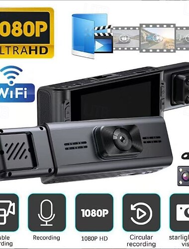  1080p full hd / bootovací automatické nahrávání, širokoúhlý CMOS 3palcový IPS záznamník do auta s Wi-Fi / smyčkové nahrávání / rychlé nahrávání, 4 infračervené LED diody, záznamník do auta
