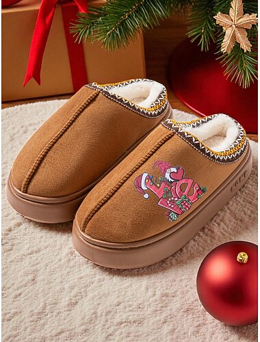  Comfortabele damespantoffels met leuke kerst-sneeuwpopprints, zacht en warm, perfect voor binnen loungen, kerstfeestjes en ontspannen bij de open haard