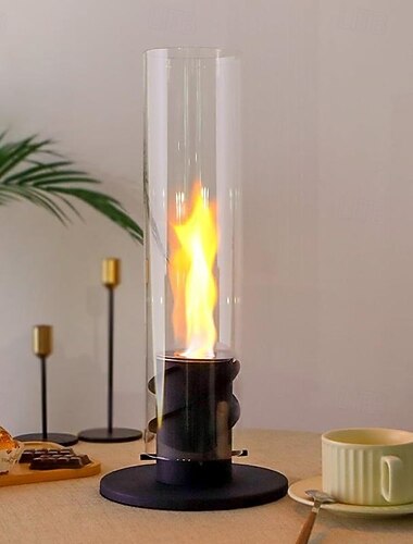 Bordeldstad utomhus eldstad med glasbord och fjärrkontroll för camping   Bordeldstad utomhus eldstad med glasbord och fjärrkontroll för camping