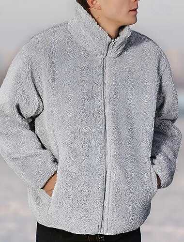  Per uomo Giacca Invernale Giacca in Pile Cappotto Teddy Vacanza Quotidiano Calore Termico Tasca Pile Inverno Semplice Moda Streetwear Collo alla coreana Regolare Nero Blu Blu scuro Grigio Giacca
