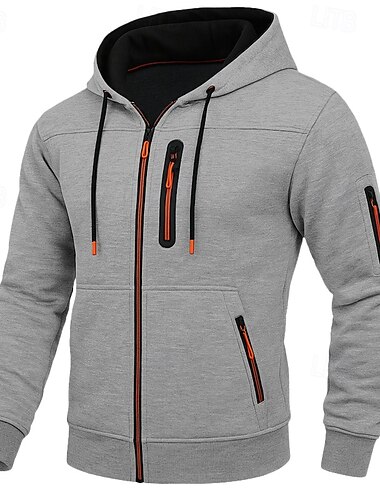 Miesten Huppari Täysi vetoketjullinen huppari Fleece -huppari Taktinen huppari Musta Valkoinen Armeijan vihreä Viininpunainen Laivaston sininen Hupullinen Tavallinen Vetoketju Urheilu ja ulkoilu