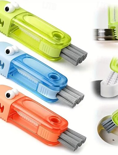  3-i-1 krokodillebørster – dybdegående rengøring af smalle koplåg, flaskeriller og sprækker i servicet, slidstærke børster, bærbart køkkenrengøringsværktøj til hjemmet og kontoret