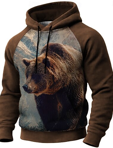  Per uomo Orso Felpa con Cappuccio Felpa 3D Da caccia Manica Lunga Con Cappuccio All'aperto Sport all'Aperto Nero Blu Marrone Manica corta Autunno Inverno progettista S M L XL 2XL 3XL