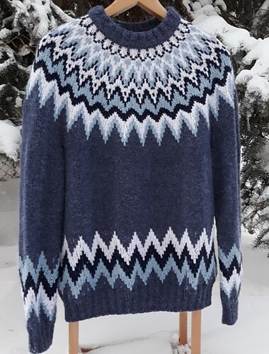  Dame Fair Isle Sweater bluse Elegant Årgang Gade Geometrisk Rillet Rund hals Blomster Langærmet Almindelige toppe Strikke Skole udendørs Hjem Sort Rød Forår Efterår