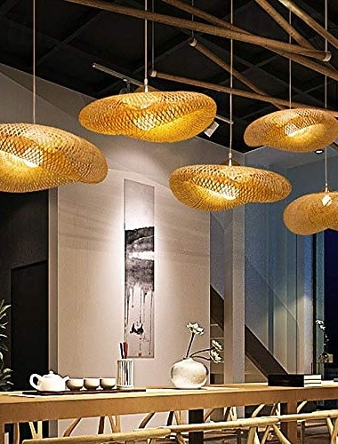  led pendnat lumière bambou lanterne design lustre rétro 40cm lustre plafonnier est applicable au salon chambre restaurant café bar restaurant club