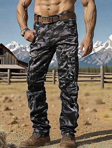  Pánské Kargo kalhoty Kalhoty Dağcı Pantolonu Camo kalhoty Knoflíky Multi kapsa Kamuflážní barva Nositelný Venkovní Denní Outdoor a turistika Módní Klasické Maskovací khaki Černá