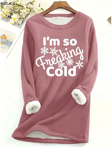  Per donna Felpa Pullover Grafico Lettera Caldo Casual Morbido Manica Lunga Girocollo Top lunghi Streetwear Casuale Nero Rosa Blu Primavera Autunno Inverno