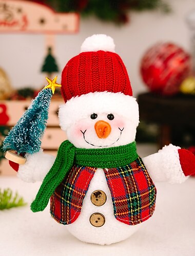  pupazzo di neve luminoso a led natalizio per interni, camera da letto, soggiorno, sala da pranzo, studio, scrivania, decorazione, luce da 8,27 pollici