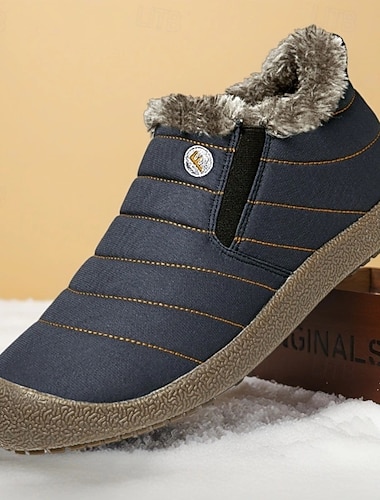  chinelos de inverno masculinos com forro de pele à prova d'água, sapatos casuais leves e quentes com sola antiderrapante para uso interno e externo