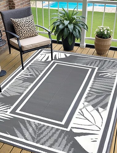  utendørsmatte moderne mønster utendørsmatte, slitesterk plastmatte for terrasser, campingplasser, bassengdekk &bobil