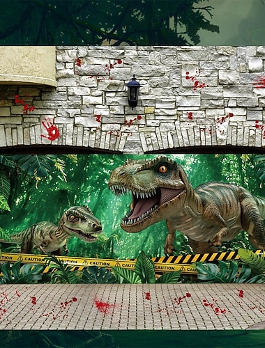  Copertura per porta del garage Grande appeso Dinosauro 3D Gotico punk oscuro Da serata All'aperto Sfondi di ripresa Yarda Casa infestata Arredamento per la casa