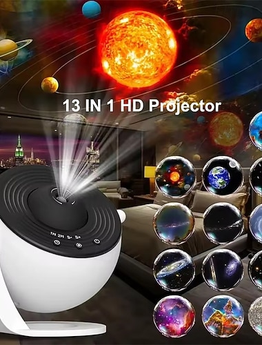  מקרן כוכבים 13 ב-1, מקרן פלנטריום, מקרן גלקסי לחדר שינה, מקרן זוהר, מקרן לילה לילדים ומבוגרים