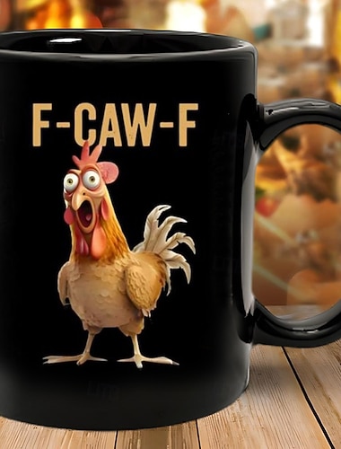 ספל קפה מצחיק של F-caw-f, תרנגול הומוריסטי, מתנת חג המולד לחברים ומשפחה, ספל תה קרמי, משרד, מטבח, יום הולדת, חג המולד או רעיון למתנה מצחיקה