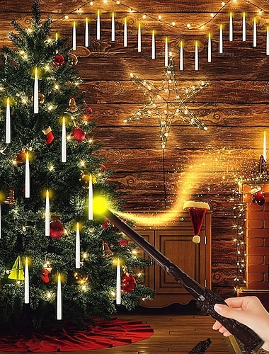  Рождественская электронная свеча висячая мерцающая с пультом светодиодные короткие свечи работающие от батареек с таймером пластиковые подставки для свечей без пламени на окно для декора праздника