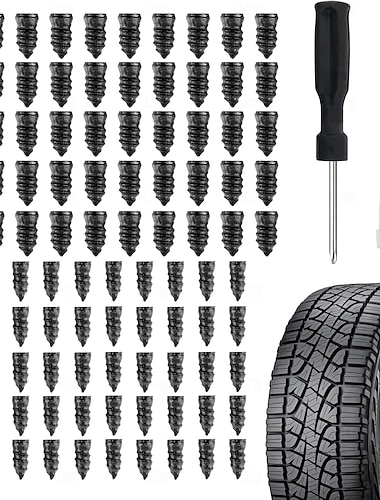 100 st däckreparationsgummispik, däckreparationsgummiskruvar svarta, däckskruvplugg, snabbverktyg självbetjänande däckreparationsspik för bil motorcykeldäck, viktiga biltillbehör   100 st däckreparationsgummispik, däckreparationsgummiskruvar svarta, däckskruvplugg, snabbverktyg självbetjänande däckreparationsspik för bil motorcykeldäck, viktiga biltillbehör