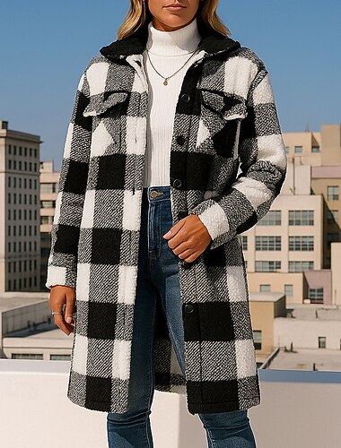  Γυναικεία Μακρύ χειμερινό παλτό Μπουφάν Polar Fleece Με τσέπες Μακρυμάνικο Μπολύζες Ένδυση γυμναστικής και άθλησης Φθινόπωρο Καρό Αντιανεμικό Ζεστό Πεζοπορία Για Υπαίθρια Χρήση Ταξίδια ΑΘΛΗΤΙΚΑ ΡΟΥΧΑ