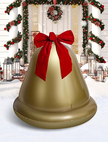  Opblaasbare kerstbaldecoratie met belletjes voor buiten, grote pvc-kerstballen, kerstversiering voor buiten, tuin, gazon, veranda, 21,6 inch
