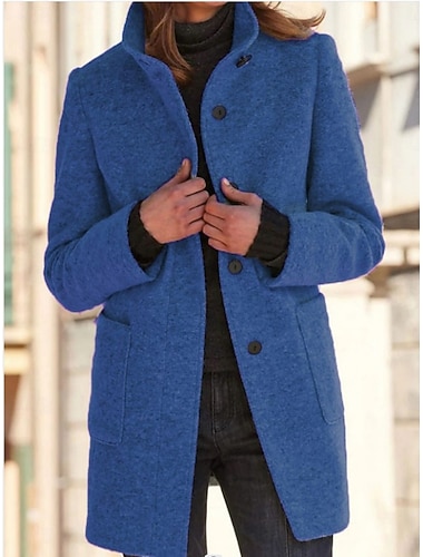  نسائي معطف شتوي جاكيت شتوي مريح متنفس جيب Buttons أنيق كاجوال سهل عطلة شارع فضفاض مناسب للبس اليومي صدر فردي طويلة مرتفعة عادي كم طويل ملابس خارجية أسود أزرق أخضر داكن الربيع الخريف