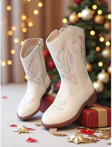  Zapatos de disfraz de estrella pop inspirados en ídolos coreanos, botas vaqueras rosas con purpurina para niña con alas bordadas, calzado de rendimiento de estilo occidental para baile y fiestas.