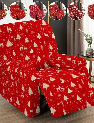  pokrowiec na leżankę świąteczną, poliestrowy pokrowiec z geometrycznym nadrukiem, dekoracyjny pokrowiec na krzesło do domu, salonu lub biura