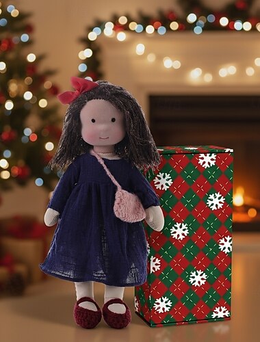  Håndlaget waldorfdukke til babyjente med koselige klær - 11,8 tommers myk plysjdukke med gaveeske for småbarn, ideell julegave til jenter og barn