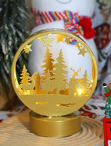  Luz noturna luminosa LED oca de ferro forjado para decoração de mesa, sala de jantar, quarto, sala de estar, caixa de bateria AAA