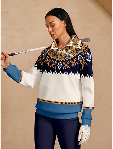 Mulheres Moletom Azul Marinho Manga Longa Blusas Roupas femininas de golfe, roupas, roupas, roupas