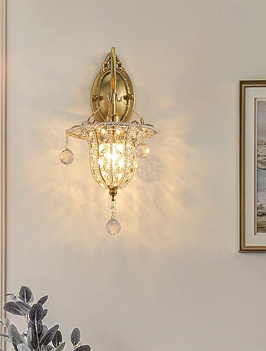  Appliques murales d'intérieur en cristal, laiton, LED, style nordique, pour salon, magasins, cafés, applique murale en acier, 110-240 V