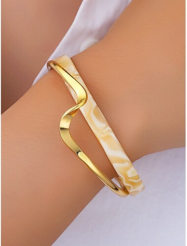  Dames armband van goud en hars, elegante manchet met golfmotief voor feesten, bruiloften en dagelijks gebruik