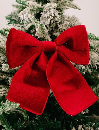  Julepynt Peak rød fløyelssløyfe ornament gullkant hengende sløyfe til juletre høytid festlig treknoppdekorasjon