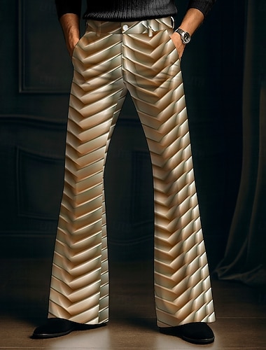 Pánské 3D tisk Geometriské vzory Disco kalhoty Zvonové kalhoty 60. a 70. let Středně vysoký pas Západní Vintage Retro Venkovní Dovolená Ležérní Boční kapsy Kalhoty s rozšířenými nohavicemi Jaro Podzim