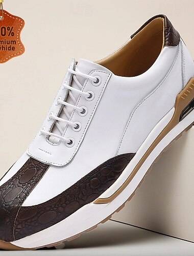  scarpe da ginnastica casual da uomo bianche e marroni – scarpe da passeggio leggere con lacci e suola comoda per viaggiare, indossare ogni giorno e uscire nel fine settimana