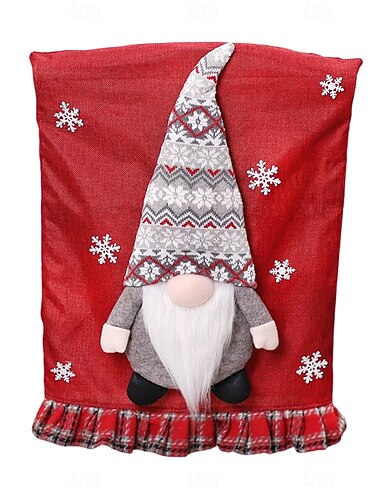  Fundas de Silla Navideñas Fundas de Respaldo de Silla de Santa Sin Rostro Decoración de Silla de Arpillera para las Vacaciones Funda Acogedora para Silla de Comedor Festiva Decoración del Hogar