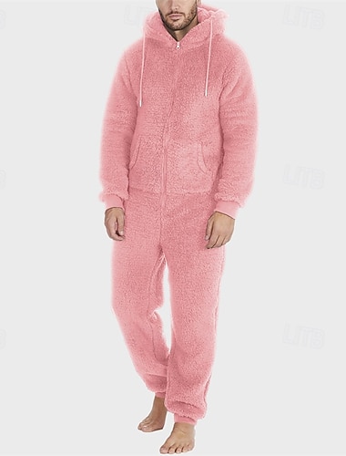  Ανδρικά Σαλόνια Ολόσωμα μαγιό Ρουχισμός Ύπνου 1 PC Σκέτο Ζεστό Μοντέρνα Στυλάτο Σπίτι Καθημερινά Κρεβάτι Σέρπα Πολυεστέρας Διατηρείτε Ζεστό Άνεση Moale ΦΟΥΤΕΡ με ΚΟΥΚΟΥΛΑ Μακρυμάνικο Κορδόνι Τσέπη