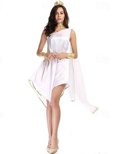  Ancient Greek Roman Dress Fancy Costume Chiton Goddess Fancy Dress Women's Halloween Carnival Performance Party Adults Dress More Accessories Headband