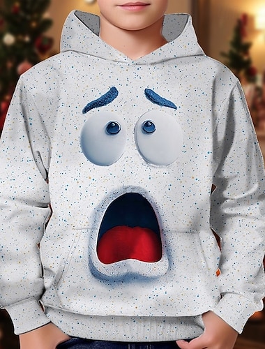  Weihnachten Jungen 3D Cartoon Kapuzensweatshirt Langarm Frühling Herbst Mode Streetwear Kinder 4-12 Jahre Mit Kapuze Outdoor Lässig Täglich Normale Passform