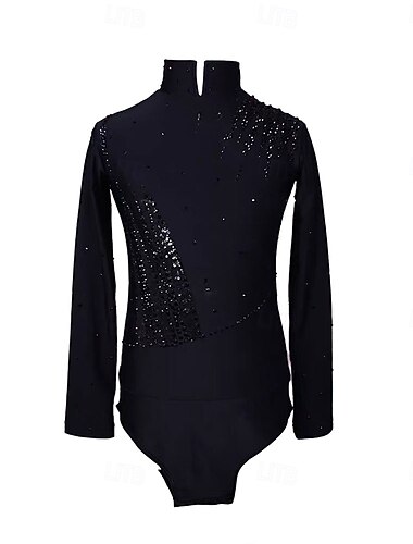  Krasobruslení Pánské Chlapecké Buz Pateni Topy Černá Slátanina Spandex Vysoká pružnost Trénink Profesionální Soutěž Bruslařské oblečení Klasický Křišťál a napodobenina Dlouhý rukáv Bruslen