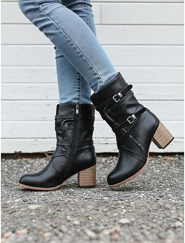  Női Csizmák Slouchy Boots Extra méret Bakancsok Bokacsizmák Szabadtéri Napi Csizmák Bokacsizmák Fűző Tűsarok Vaskosabb sarok Kerek orrú Szüret Alkalmi Ipari stílus PU Bőr PU Cipzár Fekete Barna